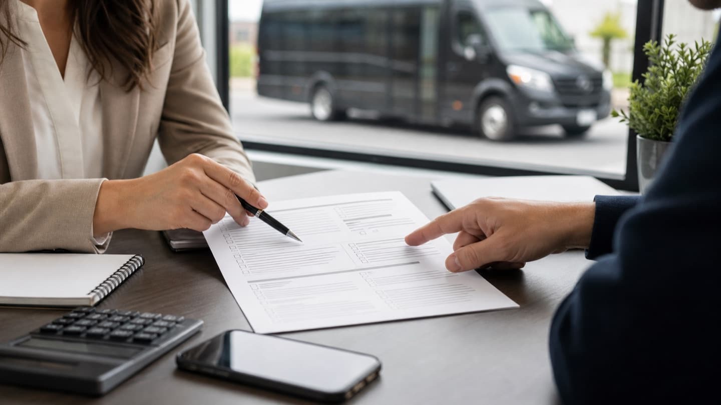 Illustration of a written transportation quote being reviewed