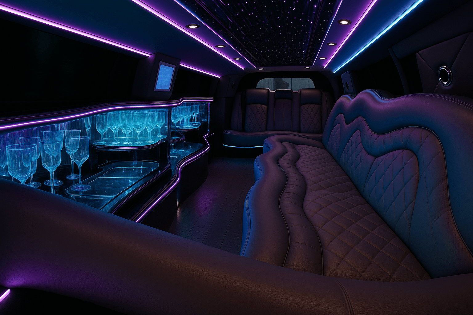 10 Passenger White Limousine - Interior