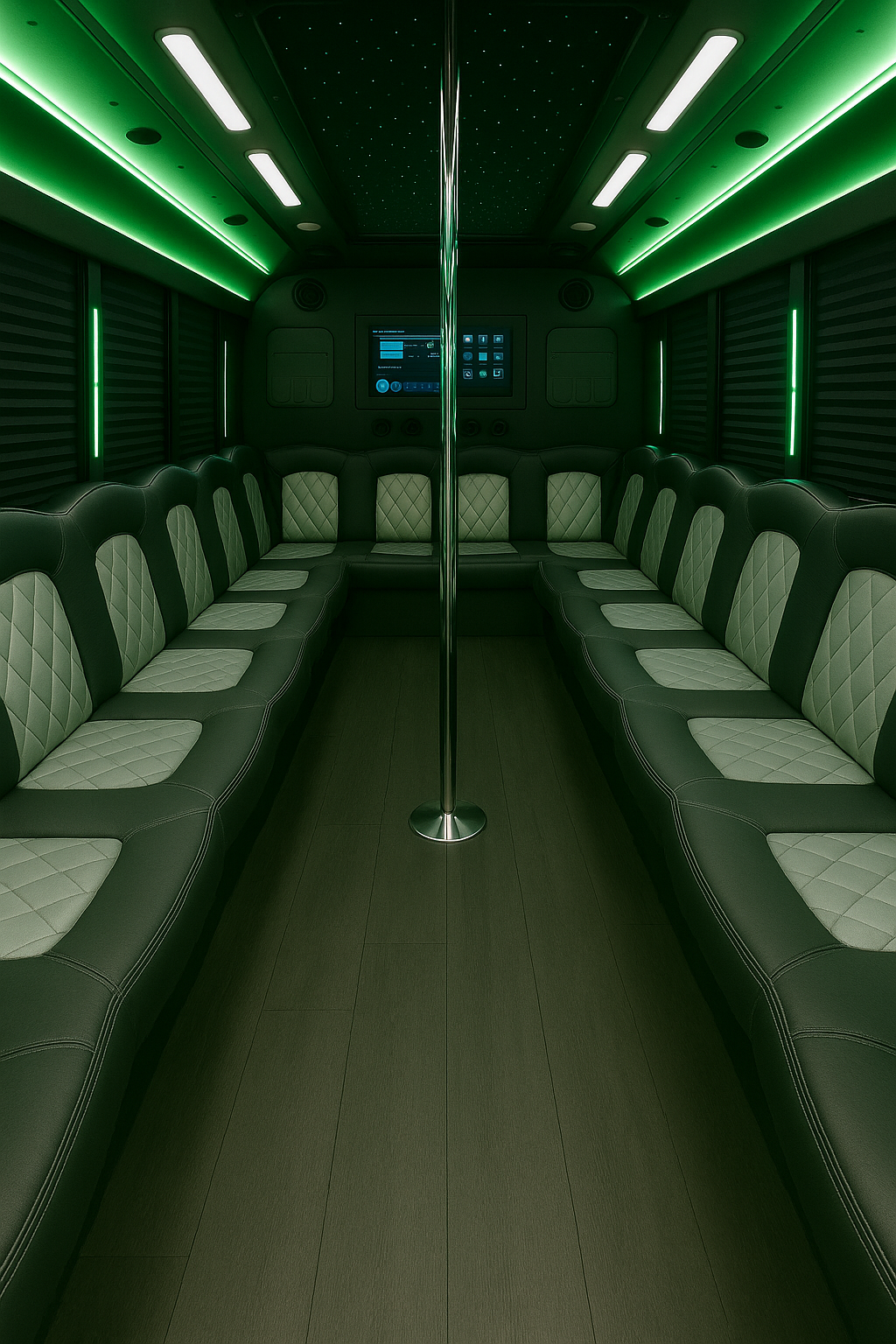 36 Passenger Party Bus interior